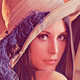 The Lena test image. The original is a 512 by 512 pixel square.